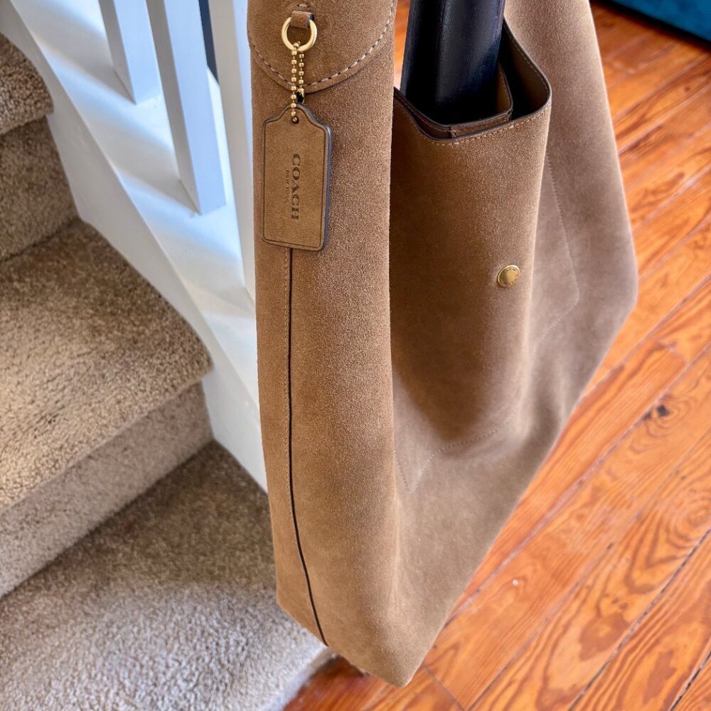 Coach Brooklyn 39 Tan Suede Hobo Tote Bag - NWOT - Picture 3 of 7